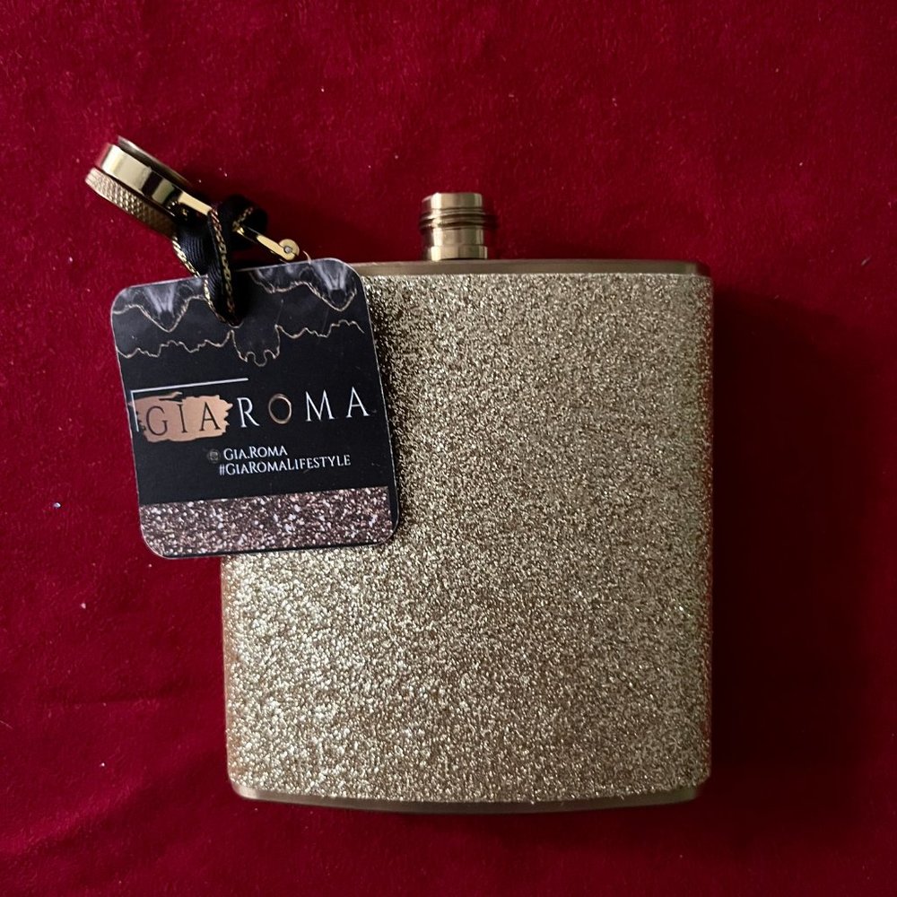 NWT Gia Roma Glittery Gold Flask